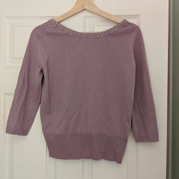 FREE gift w/ purchase 🌸Lavender embellished sweater - Picture 2 of 6